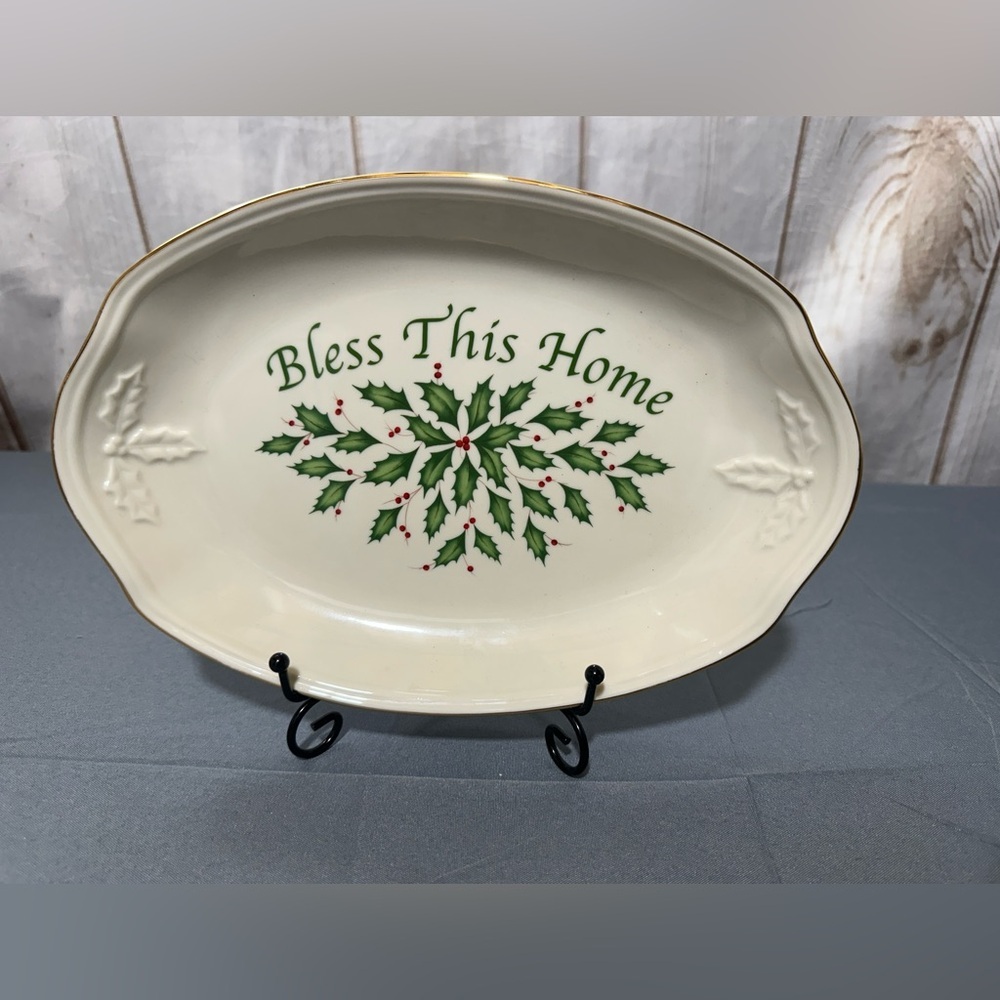 Lenox Holiday”Bless This Home” Oval Serving Platter